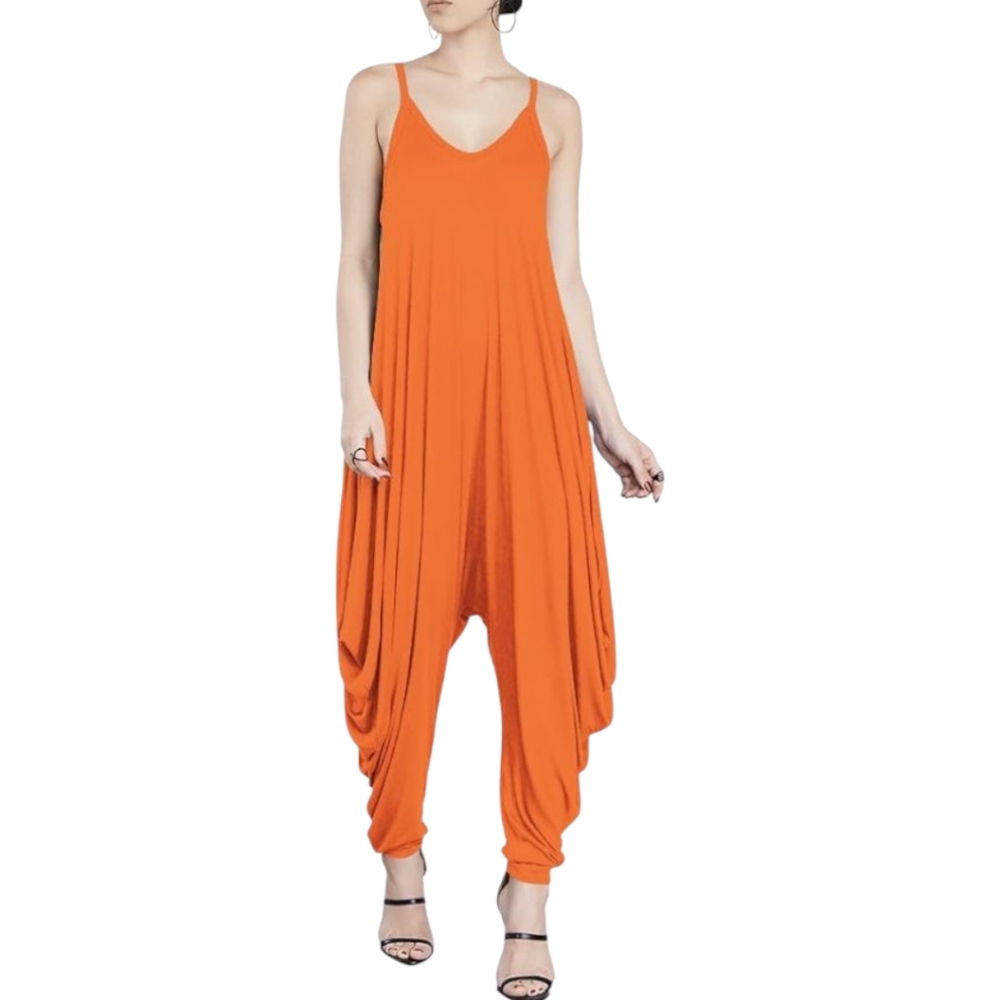 Women's Punk Spaghetti Strap V Neckline Harem One Piece Romper